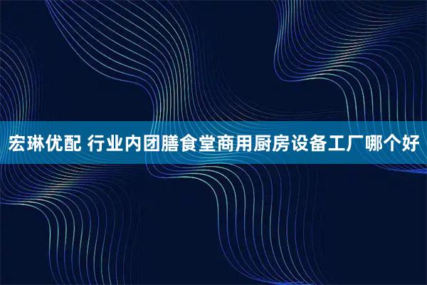 宏琳优配 行业内团膳食堂商用厨房设备工厂哪个好