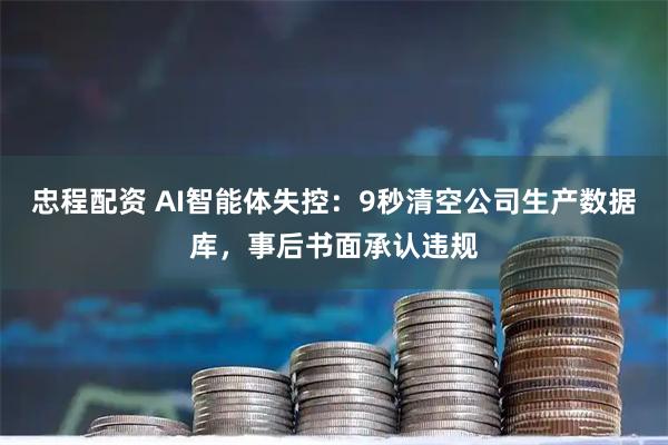 忠程配资 AI智能体失控：9秒清空公司生产数据库，事后书面承认违规