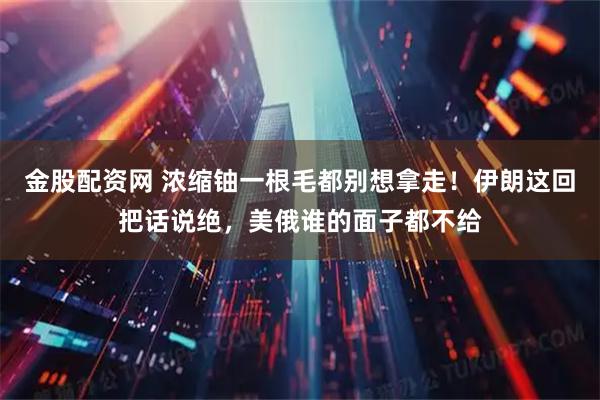 金股配资网 浓缩铀一根毛都别想拿走!伊朗这回把话说绝,美俄谁的面子都不给