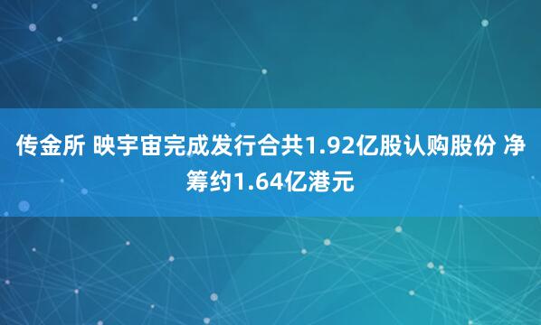 传金所 映宇宙完成发行合共1.92亿股认购股份 净筹约1.64亿港元