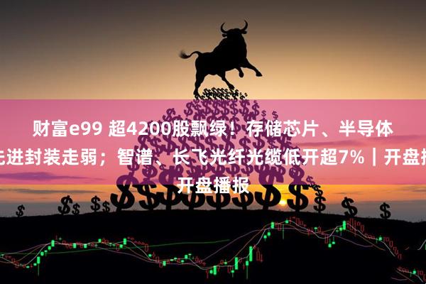 财富e99 超4200股飘绿！存储芯片、半导体、先进封装走弱；智谱、长飞光纤光缆低开超7%｜开盘播报
