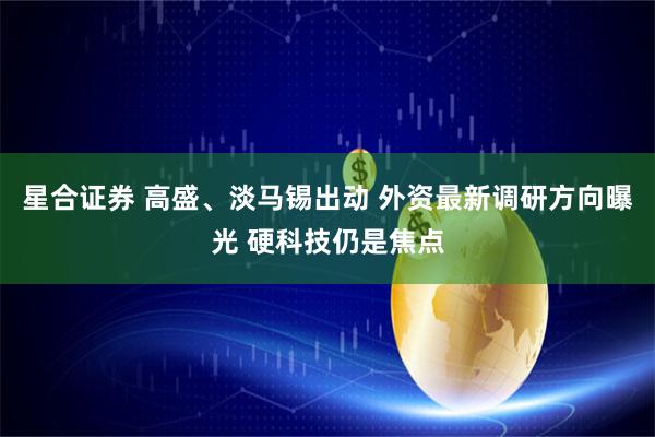 星合证券 高盛、淡马锡出动 外资最新调研方向曝光 硬科技仍是焦点